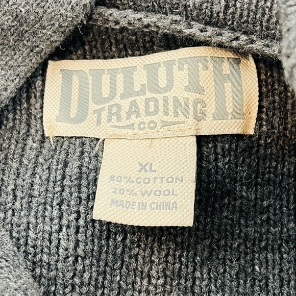 Mens XL Duluth High Neck Infantry Sweater Gray Cotton Wool Blend Standard Fit - Picture 5 of 8